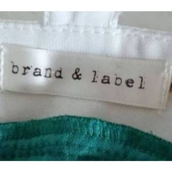 BRAND & LABEL GREEN & WHITE SLIT MAXI DRESS SZ.M GUC. - Picture 8 of 10